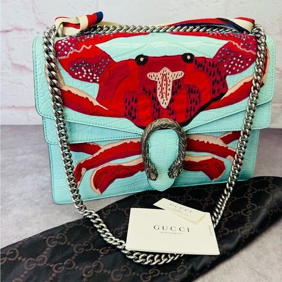 Gucci Croc Embossed Dionysus Crab Embroidered Limited Edition Runway Bag - Picture 16 of 16
